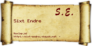 Sixt Endre névjegykártya